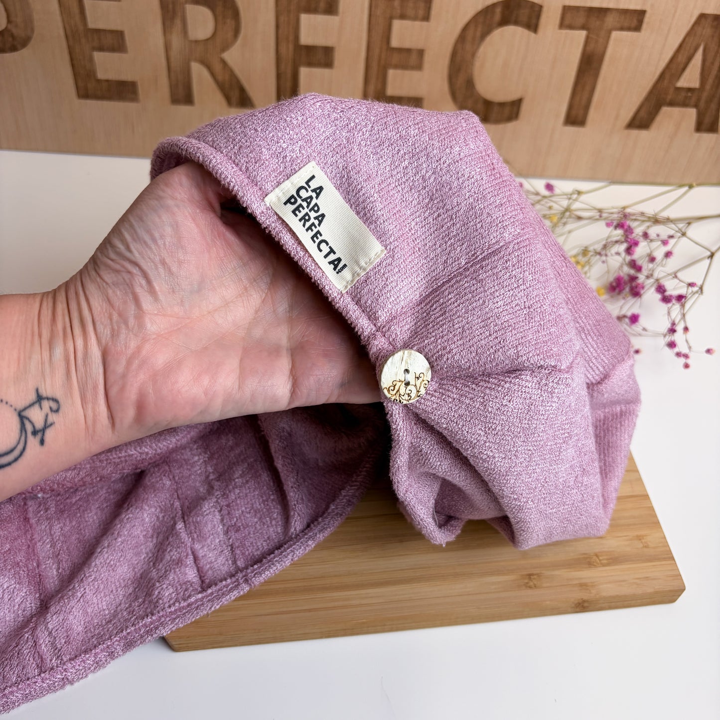 Turbante de bambú para cabello liso