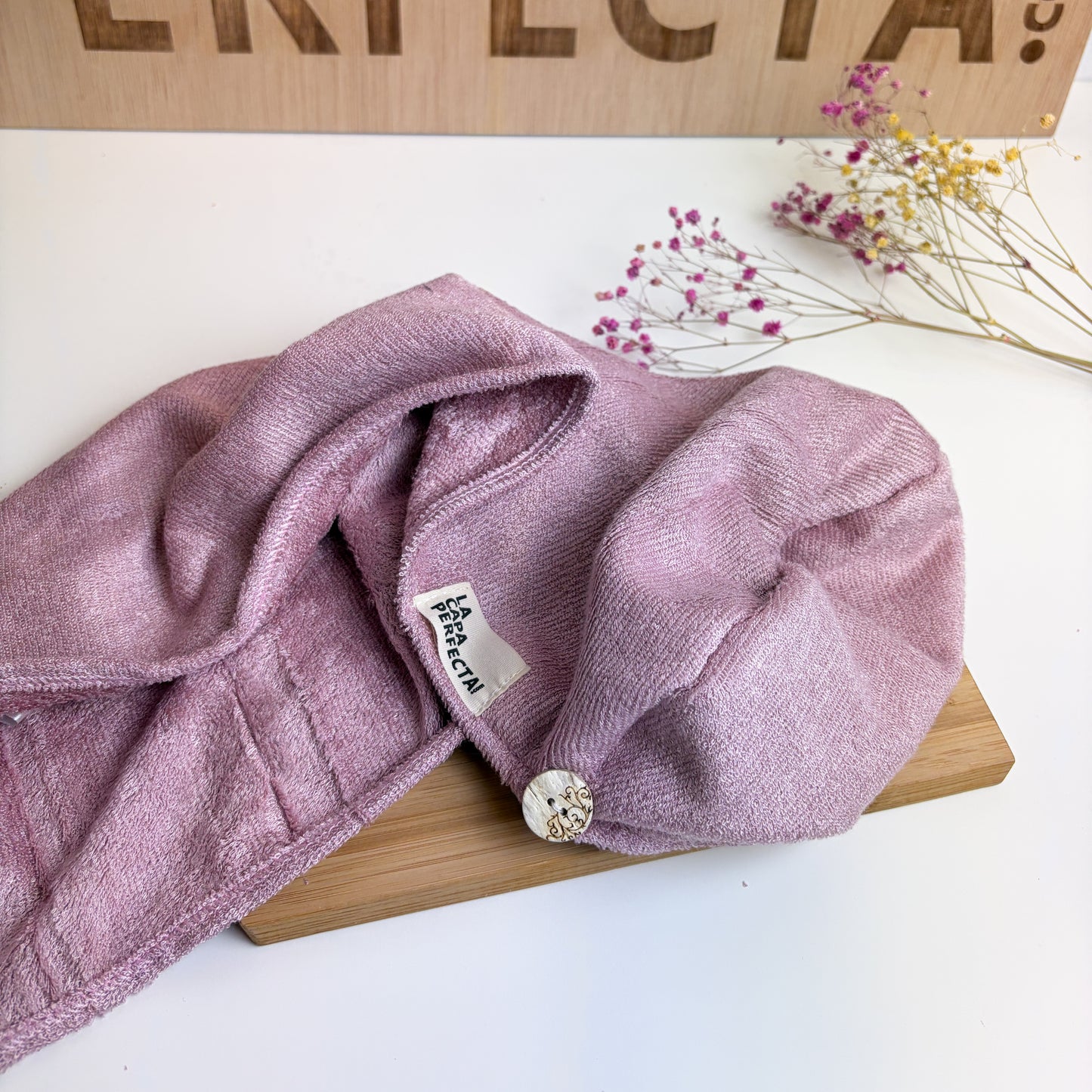 Turbante de bambú para cabello liso