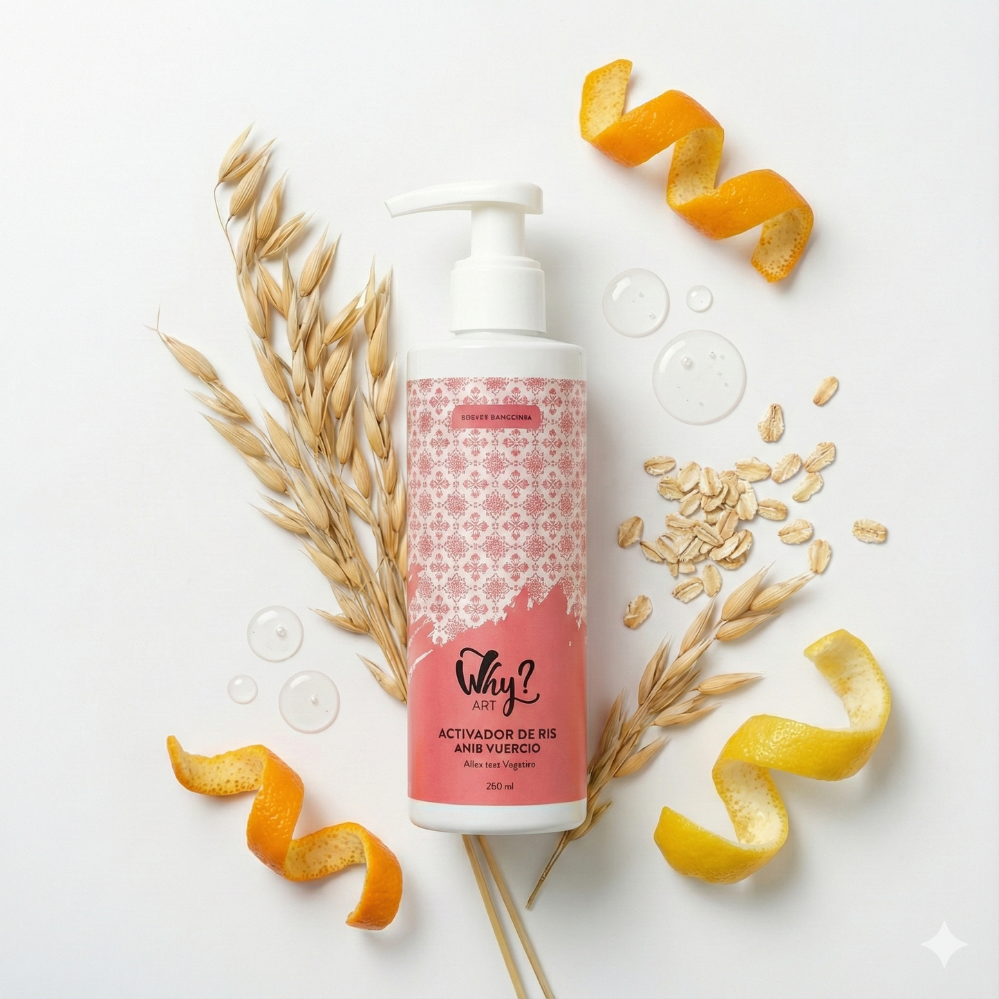 Crema activadora de rizos WHY? ART con fijación fuerte, Panthenol y extracto de avena para una definición máxima.