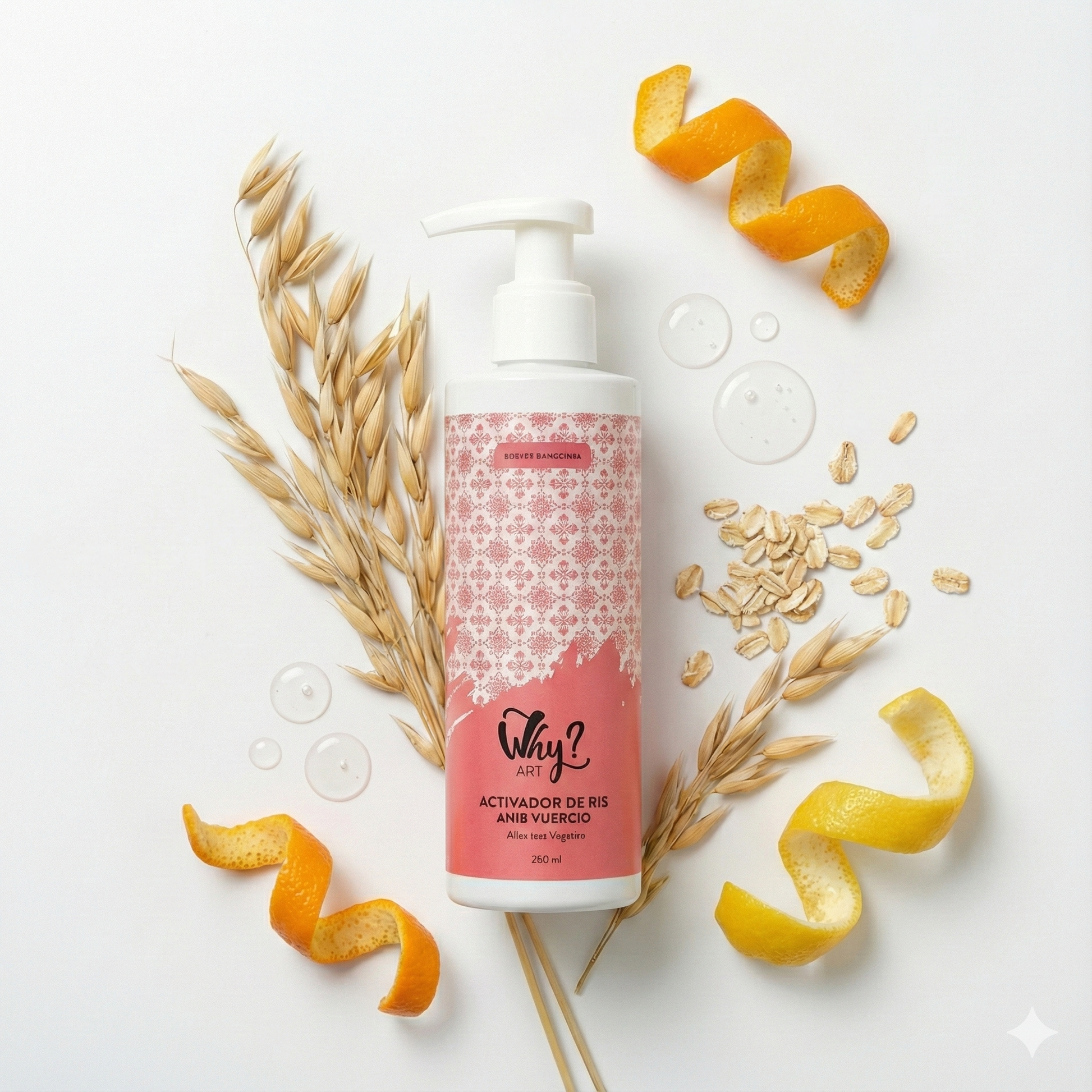 Crema activadora de rizos WHY? ART con fijación fuerte, Panthenol y extracto de avena para una definición máxima.